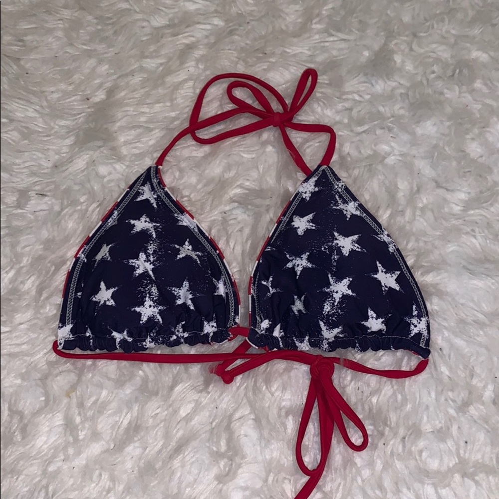 Reversible American Flag Bikini Triangle Top